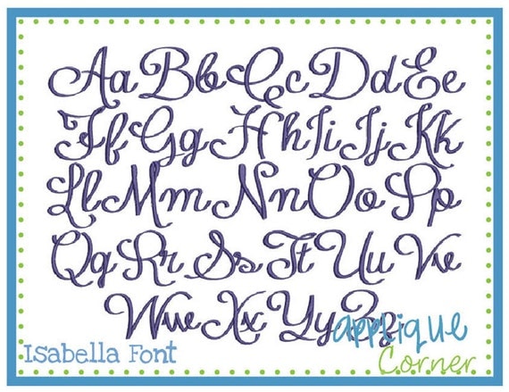 INSTANT DOWLOAD Isabella Font in jef bx pes and dst only