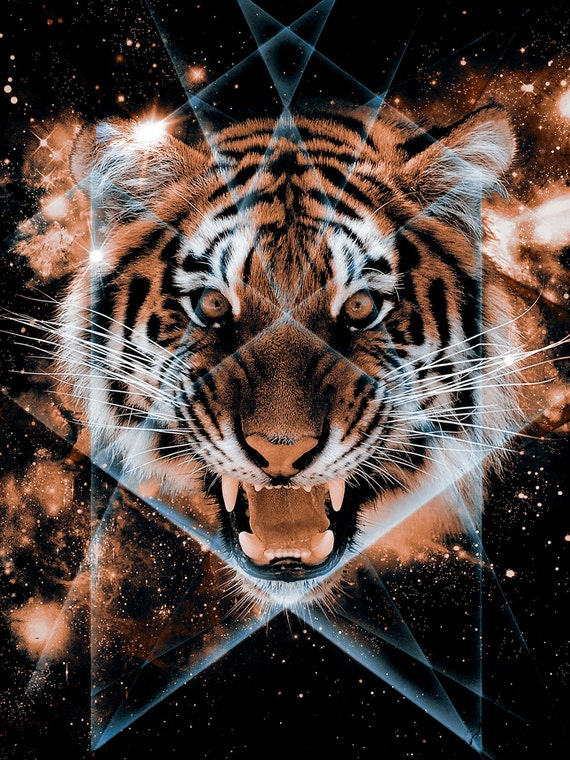 Surreal Space Tiger Art Museum Quality Giclèe by barrettbiggers