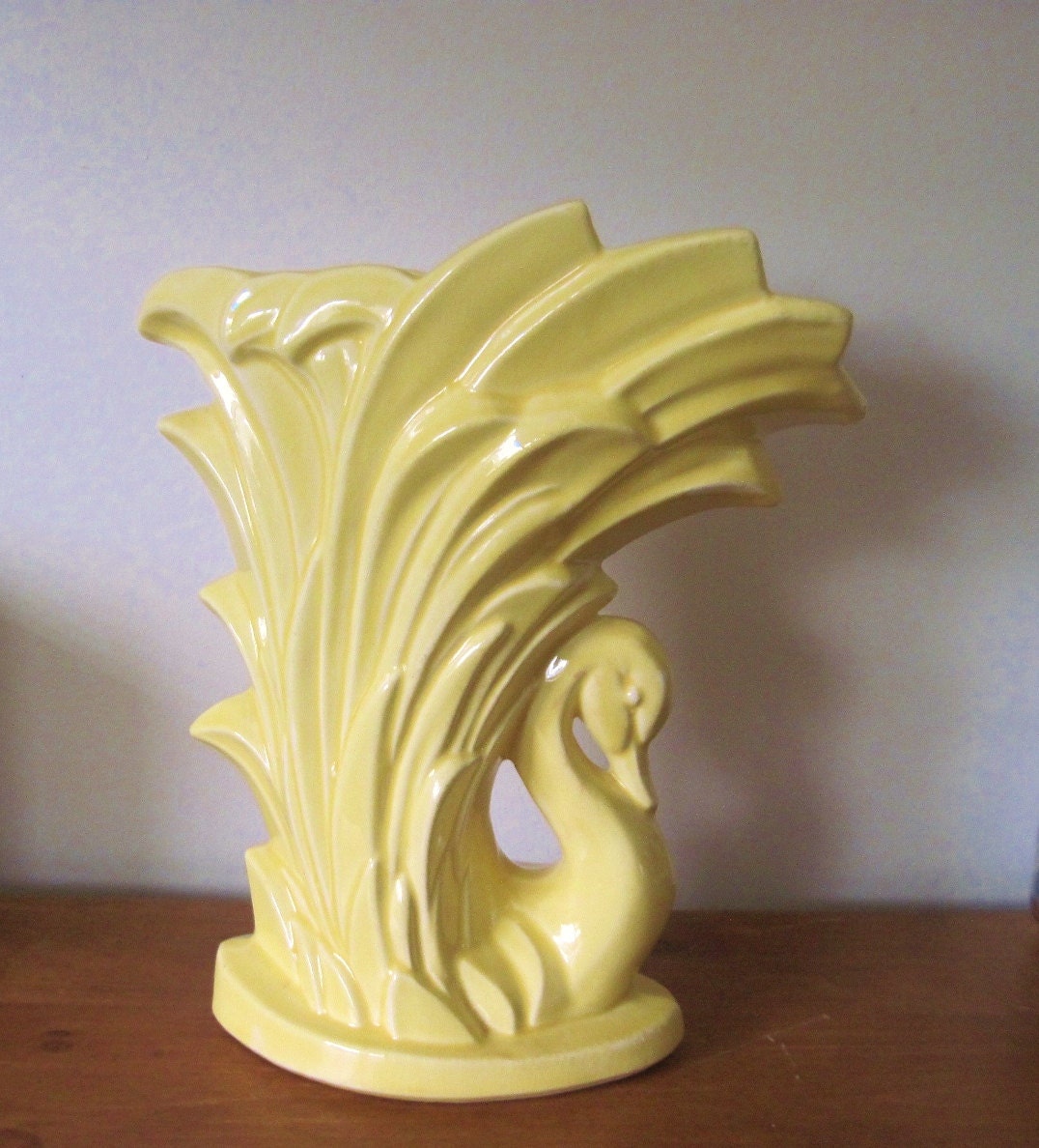 Vintage McCoy Yellow Swan Vase 1946 or 1948