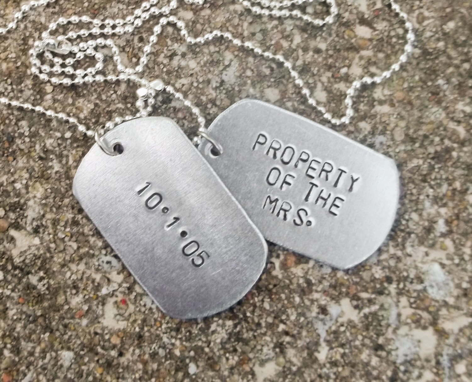 Property of Aluminum Stamped Metal Dog Tags Necklace