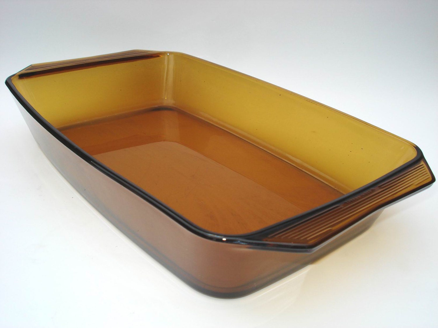 Vintage Glass Baking Pan Arcopal France Amber Gold Glass