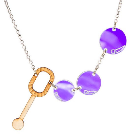 Bubble Blower necklace - laser cut acrylic and wood