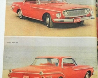 Dodge Dart Ad From 1962 - Vintage Magazine Ad - Sporty Red Car - Man Cave Wall Art
