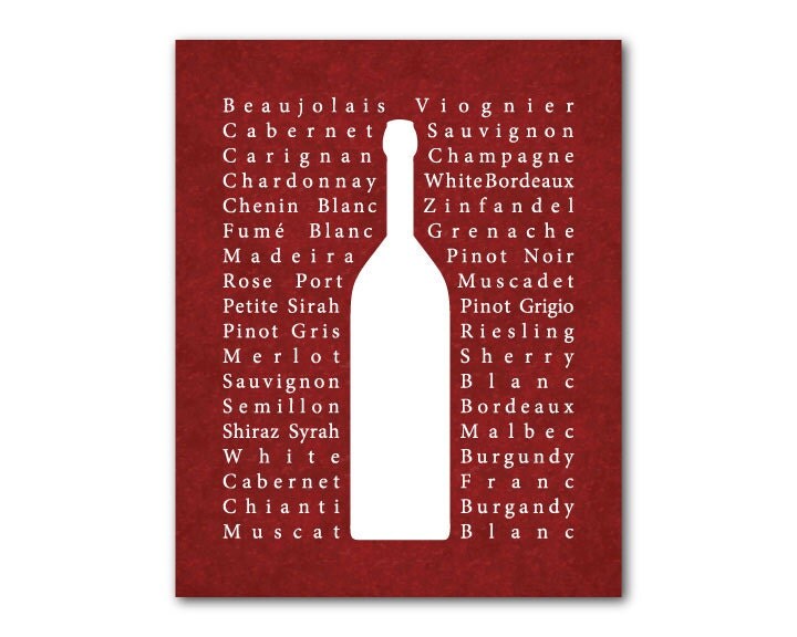 Room Decor Wine Bottle Typography Word by SusanNewberryDesigns