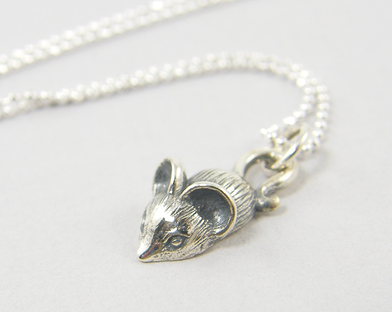 Mouse Necklace Sterling Silver Mouse Charm Necklace