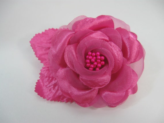 Hot Pink Flower Clip Girls Flower Hair Clip Hair by ZNextDesigns