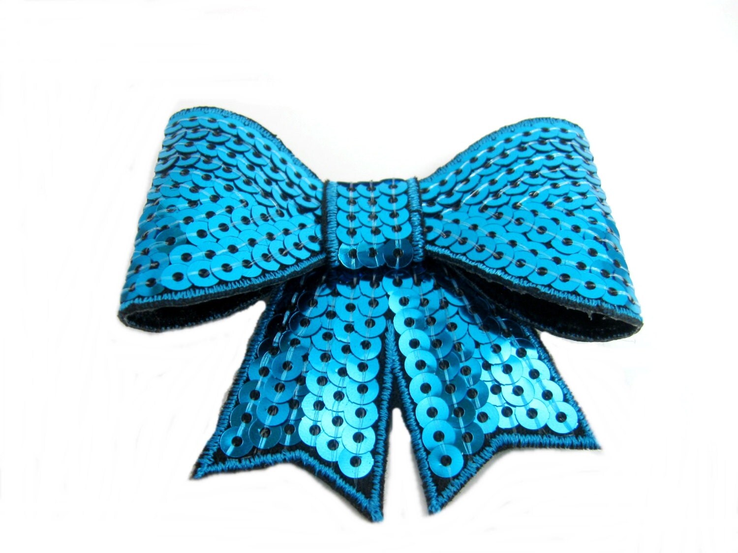 Large Blue Hair Bow - Sparkly Glitter Bow with Elastic Band - wide 6