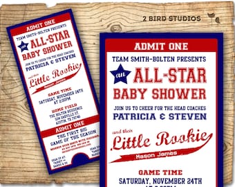 Baseball baby shower invitation - baseball baby shower boy invite- DIY baseball ticket boy couples shower sports printable decorations