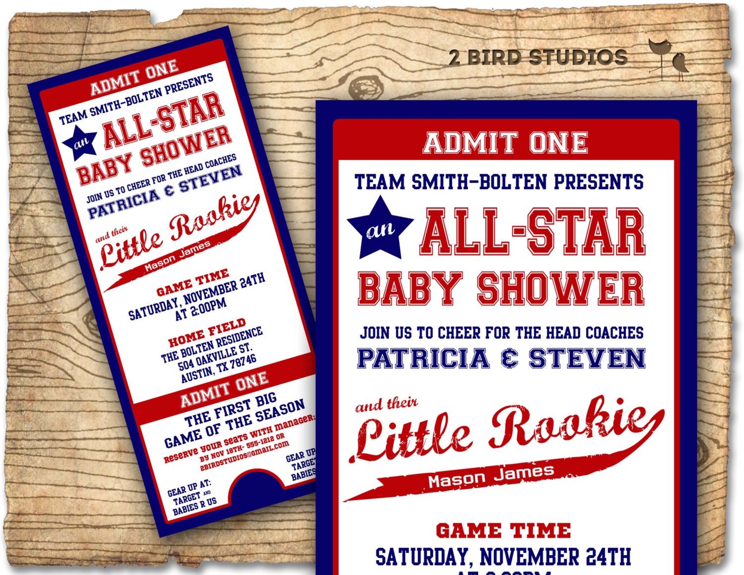 sports ticket baby shower invitations