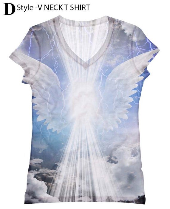 woman angel print top t shirt and tank213 XXS-PLUS by hellominky