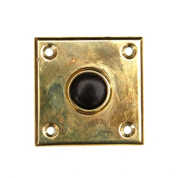 Antique Square Doorbell Push Button Art Nouveau Brass Electric