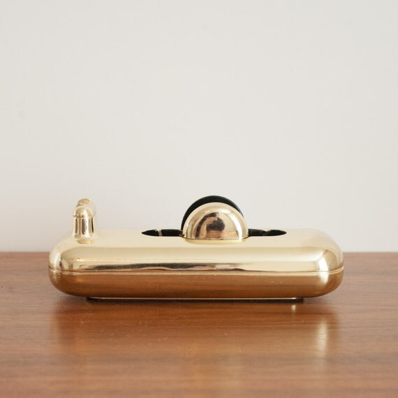 Brass or gold tape dispenser Eldon 1980s glam office