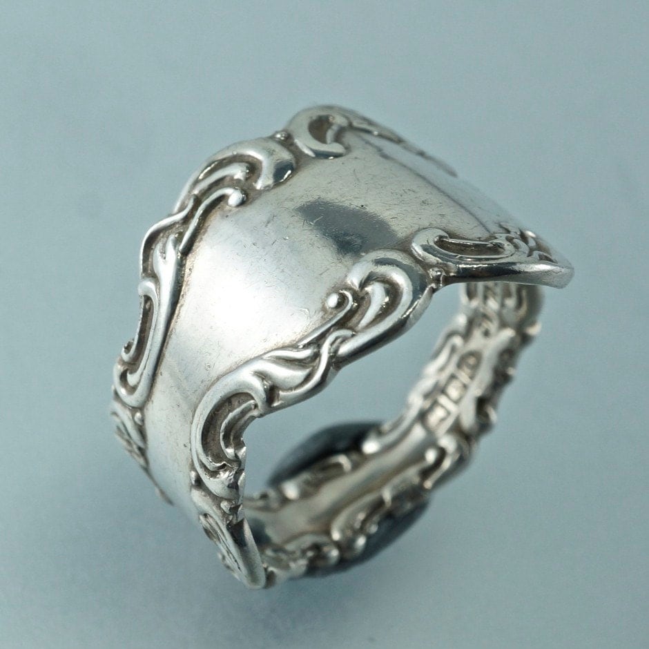 ANTIQUE BIRKS STERLING silver spoon ring. ornate by SpoonJewelry