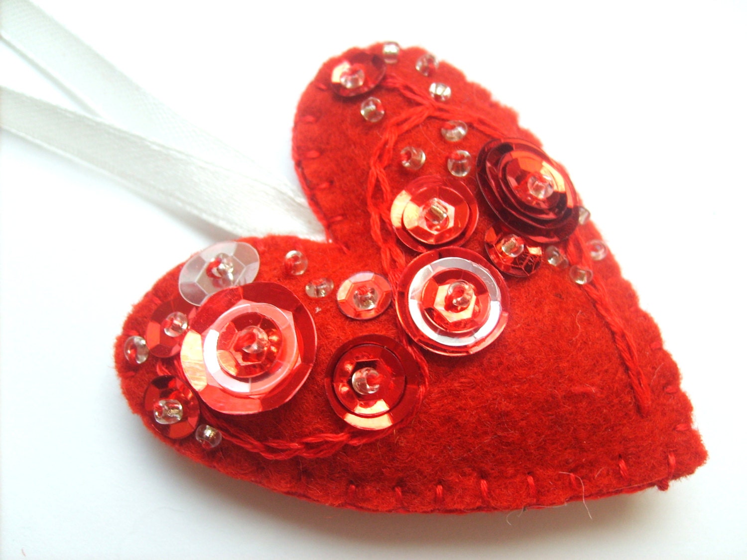 Heart ornament felt ornaments Valentine's by grabacoffee on Etsy