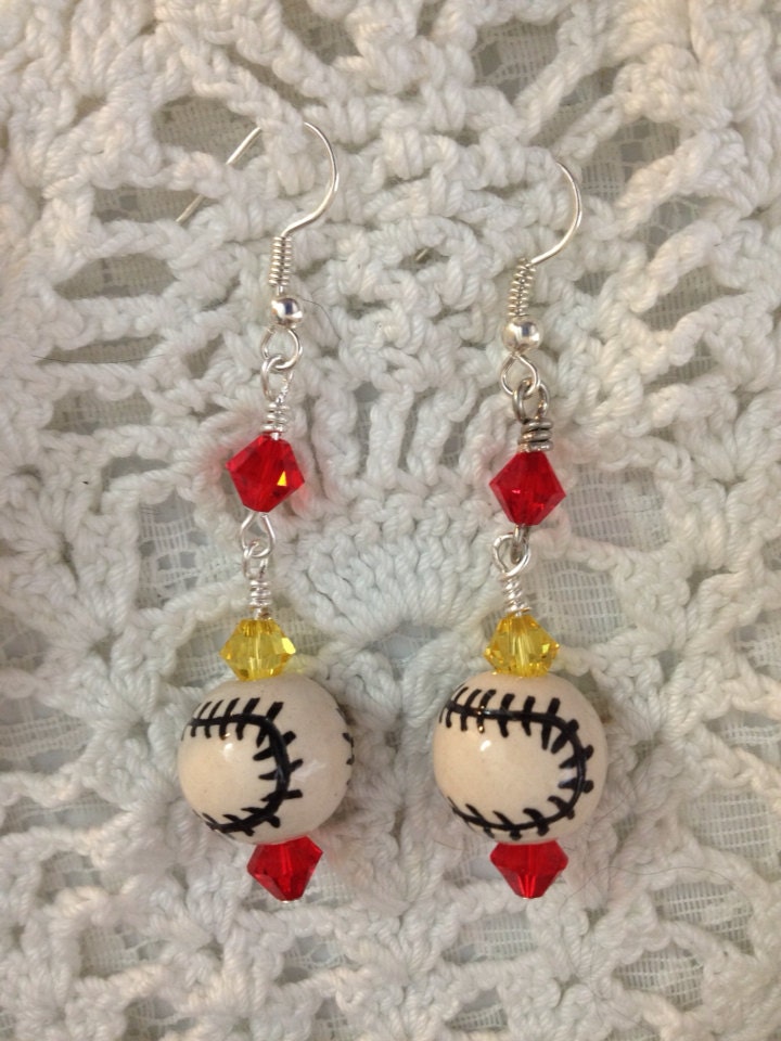 Softball Earrings in your Team Colors by karlajophoto on Etsy