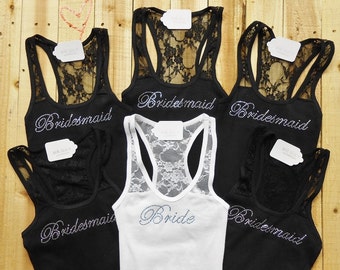 Honor Gift. of 6 bridesmaid  gifts Bridesmaid apparel Bridesmaid Gift. Shirts. Tanks Bridesmaid