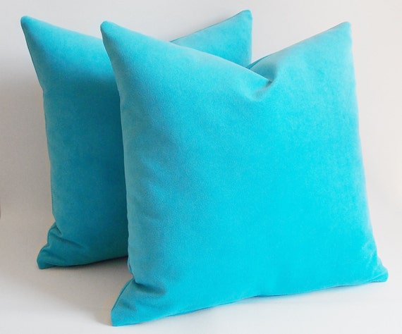 SET 2/Turquoise Velvet pillow Decorative pillowThrow