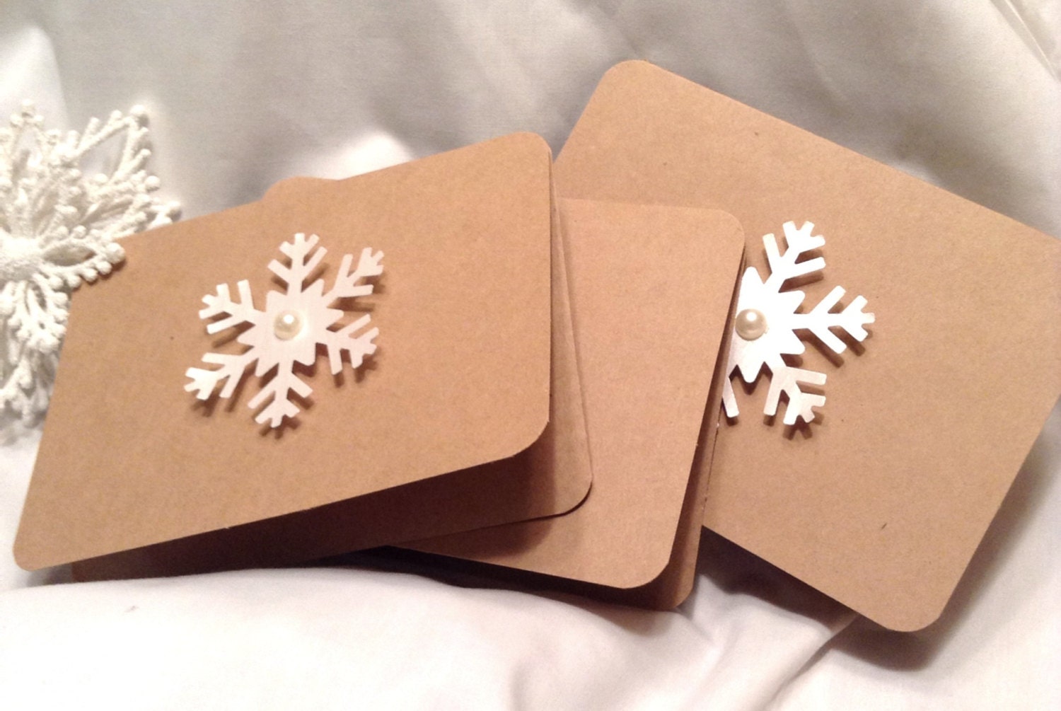 Christmas cards. Kraft paper Christmas cards. snowflake. kraft