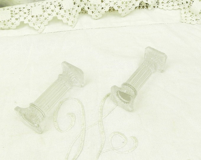Set of 2 Antique French Glass Knife Rests Pair of Collum Shaped Cutlery Rest, Classic Design Tableware from France, Dinner Party Accessory