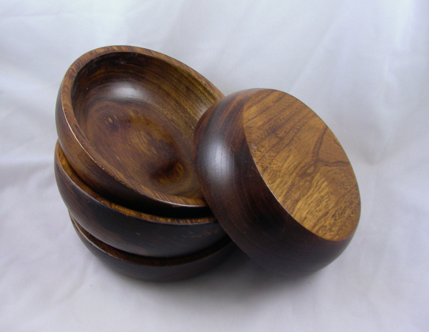 Four Wooden Salad Bowls / Monkey Pod Bowls / Acacia Snack