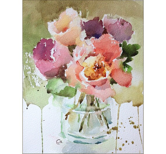 Flowers Watercolor - Original Painting 8x10 inches