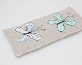 Padded Spectacles Case with two Mint Butterflies