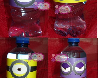 Digital Minions water bottle tags, 4 different characters, Instant download