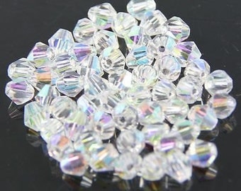 115pcs* 4mm Crystal AB Bicones Clear Ab Beads Like CRYSTAL Ab Swarovski #5328 Crystals Genuine Crystal Diy Jewelry Making Beading Supplies