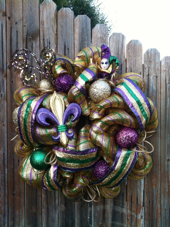 sale deco mesh mardi gras wreath purple green gold fleur de sale deco mesh mardi gras wreath purple green gold fleur de