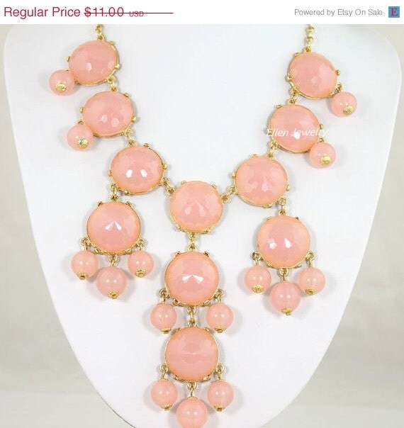 Pink Bubble Necklace Light Pink Necklace Statement by EllenJewelry