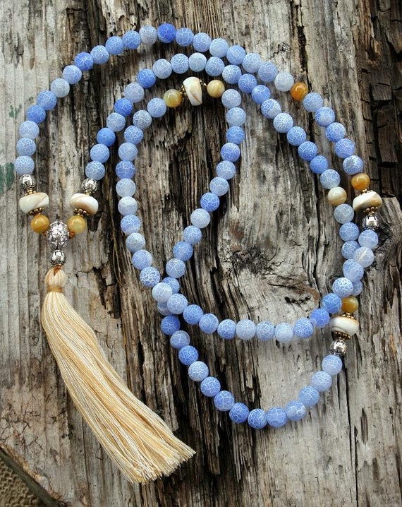 Frosted Agate Mala necklace