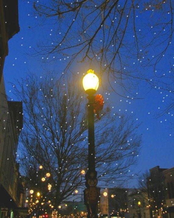 Lamp Post Photo Holiday Lights Photo Winter by PrchalArtStudio