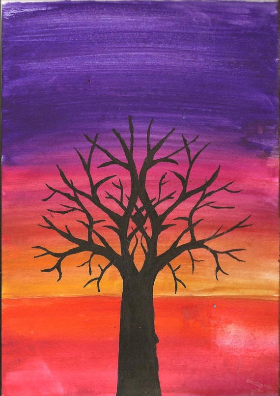 Psychedelic tree of life watercolour painting