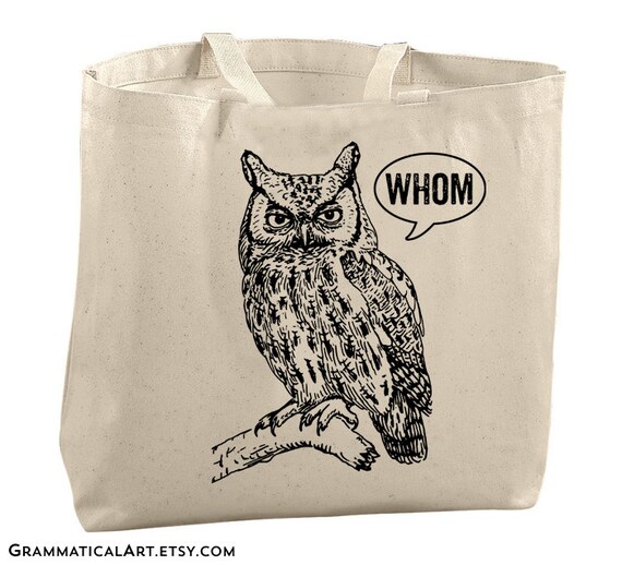Large Totes Beach Bags Canvas Tote Bag Whom Owl Tote Reusable Grocery ...