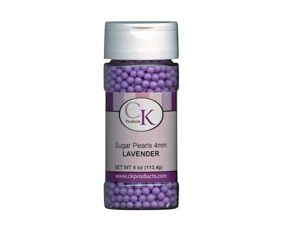 Lavender Sugar Pearls 4MM - 4 oz. Container with Safety Seal - Edible Cake Decoration - Baking Candy Making Party Supplies Il_570xn