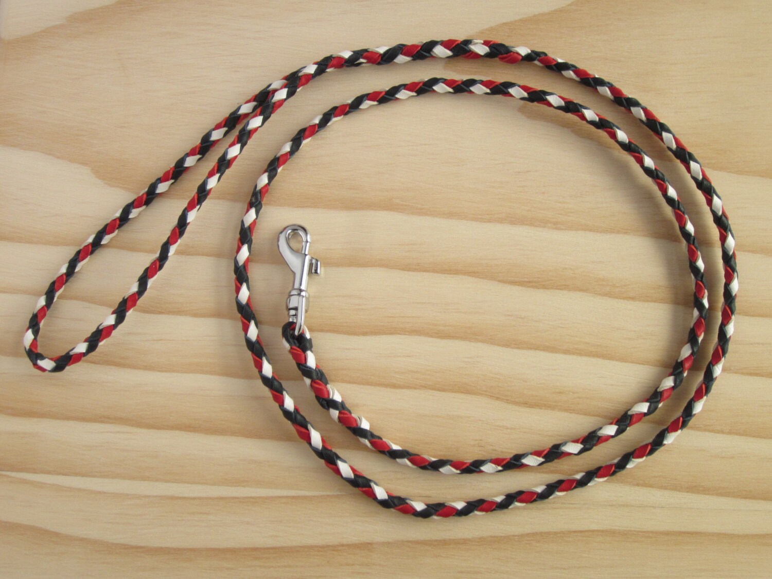 Lace Braided Dog Show Leash in Red White & Blue by LeadOnDogs