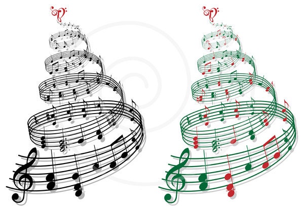 Christmas tree with music notes printable Christmas card