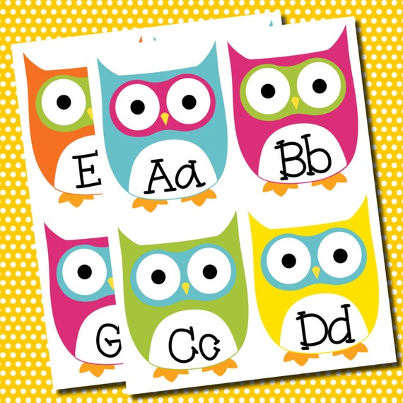 items similar to owl theme word wall alphabet pdf