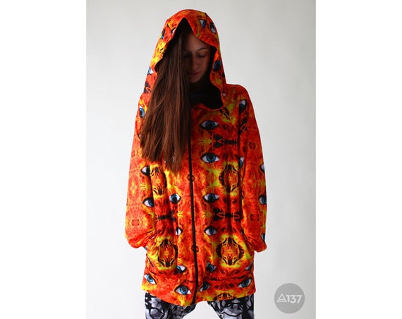 UNISEX oversized hoodie fire eye print by LILINTERNET