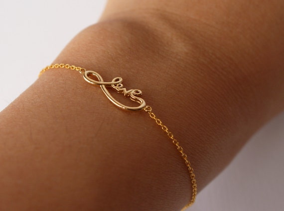 Items similar to infinity love bracelet - gold on Etsy