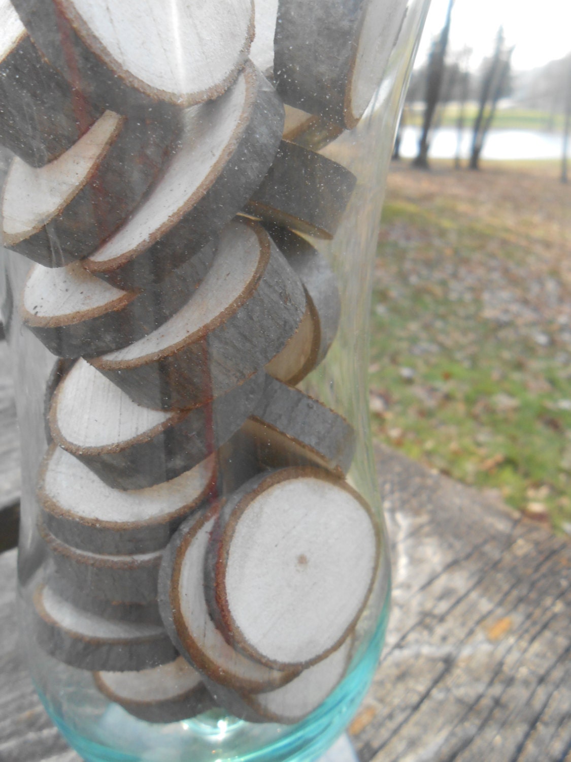 100 Rustic Wood Rounds Vase Filler. 1 to 2 Inch. Weddings