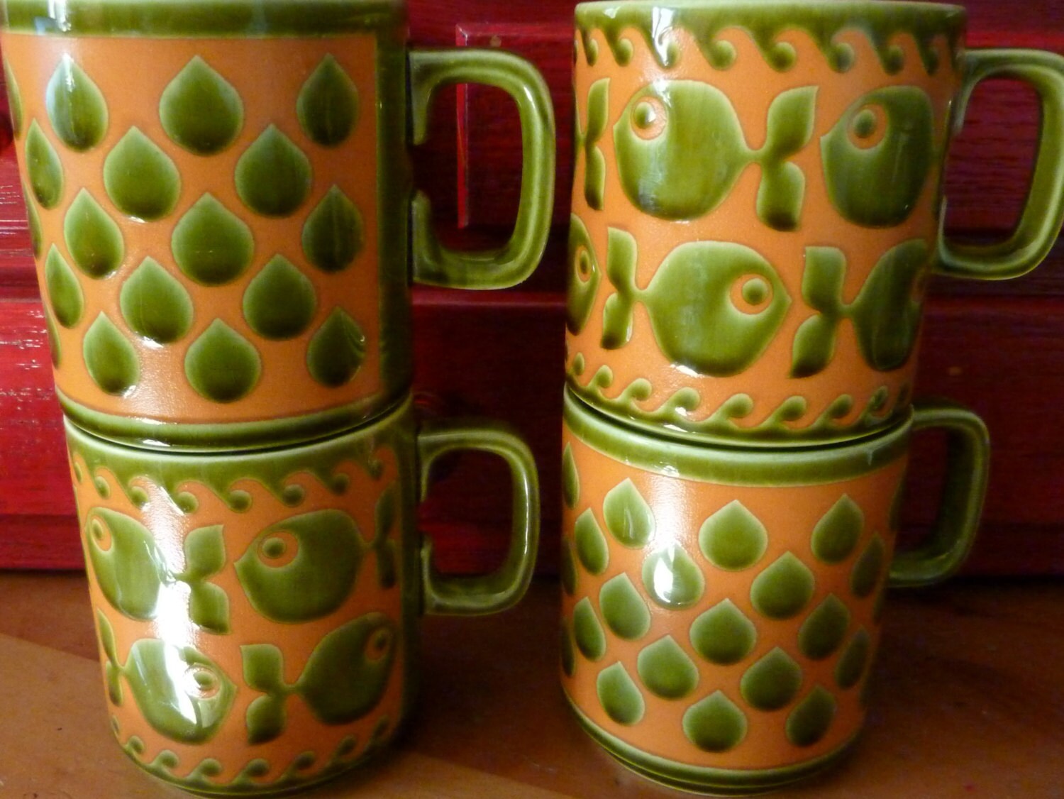 Vintage Set Of 4 HORNSEA England Coffee Mugs John Clappison