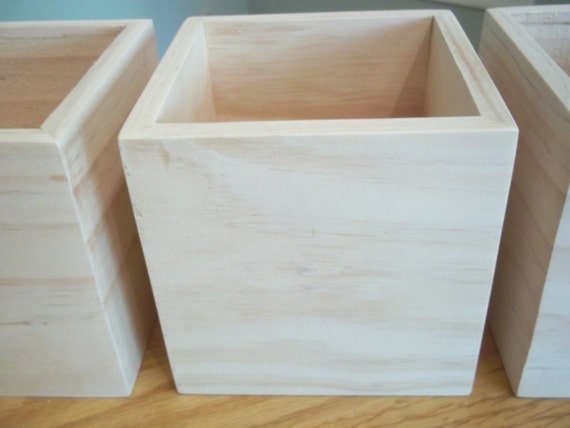 wooden box unfinished 5x5x5 wedding centerpiece by