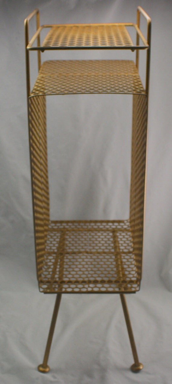 Vintage Wire Magazine Rack GOLD WIRE TABLE
