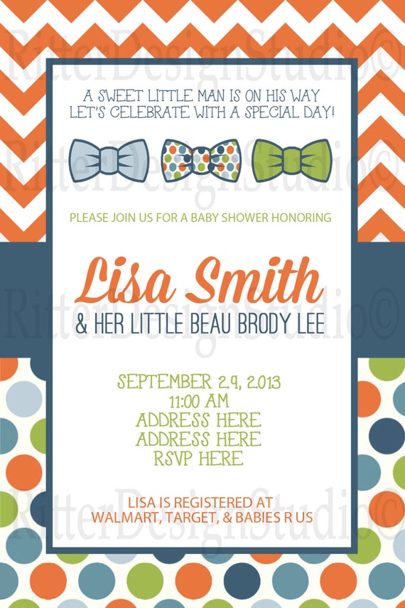 Little Man Bow Tie Baby Shower Invitation by RitterDesignStudio