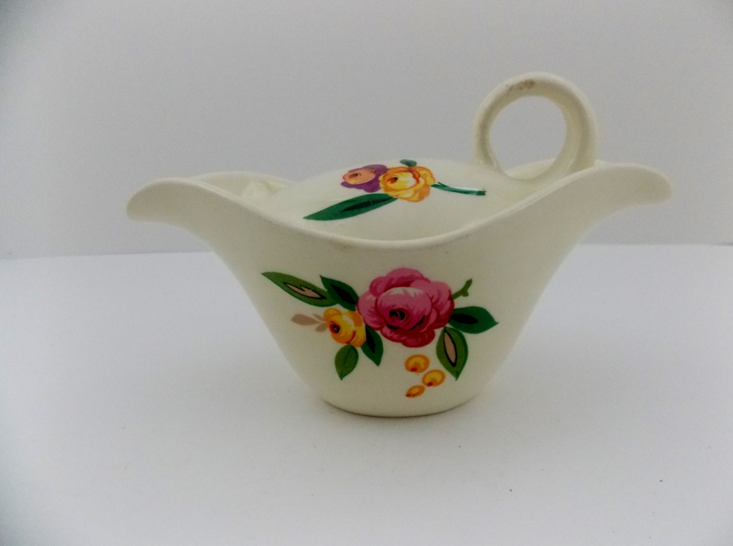 Sugar Bowl by Steubenville pattern is Horison flowered dish with lid