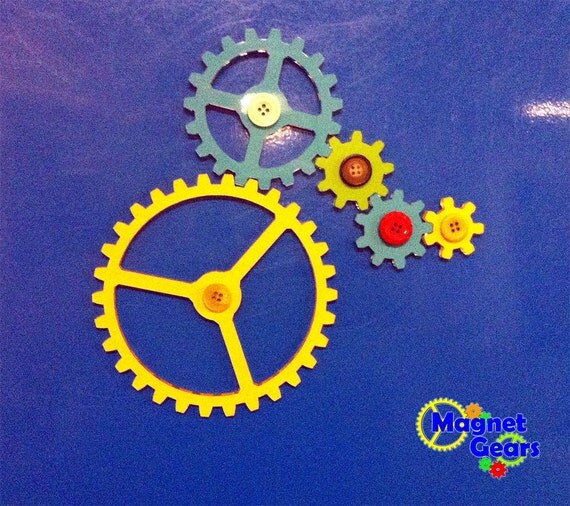 Gears set of 5 brightly colored acrylic