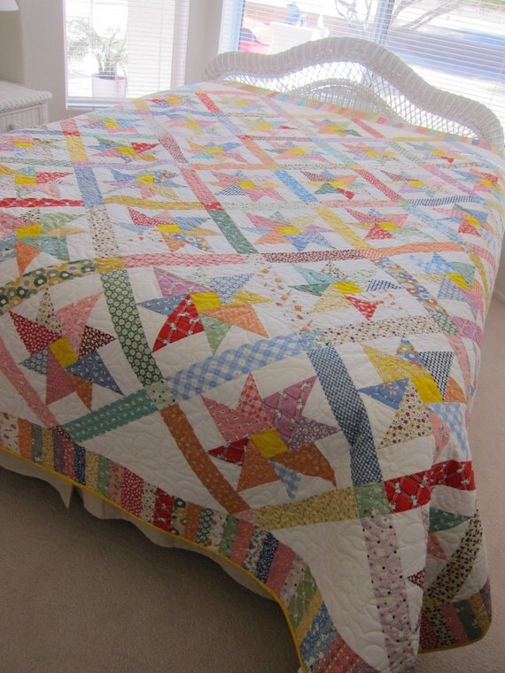 King Size 1930s Reproduction Pinwheel Quilt Quilt pinwheel 1930s king pattern reproduction star block patterns quilting experienced quilters quiltingdigest quilts replicate double choose digest