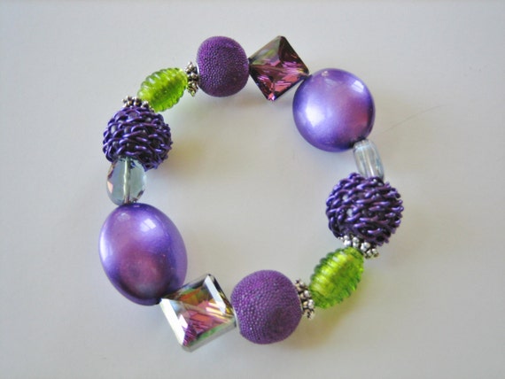 Women's Purple Lampwork, Gift for Her, Etsy Handmade Chunky Stretch ...