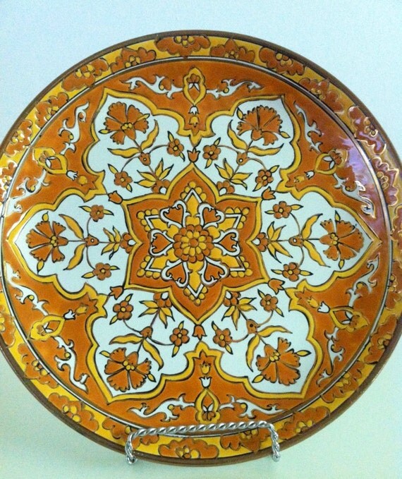 Vintage handmade painted plate from Greece Nassos RodosHellas